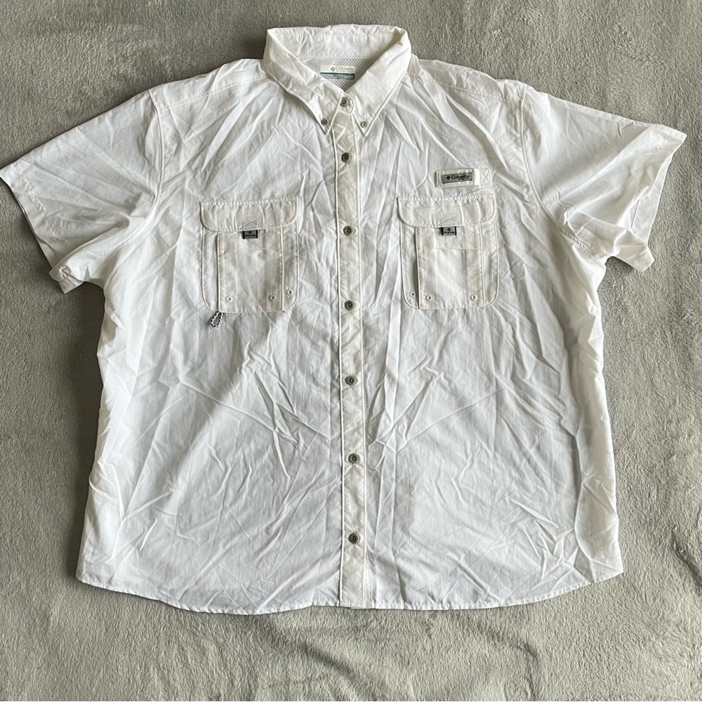 Columbia PFG White Short Sleeve Fishing Shirt Size 3X
